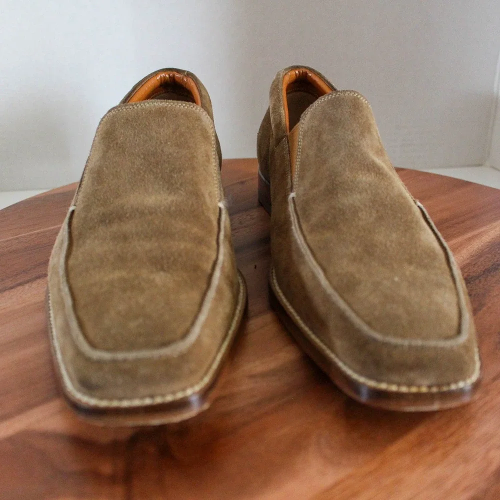 Gordon Rush Dress Shoes Mens 9 Brown Suede Leather Slip On Loafers Made in Italy